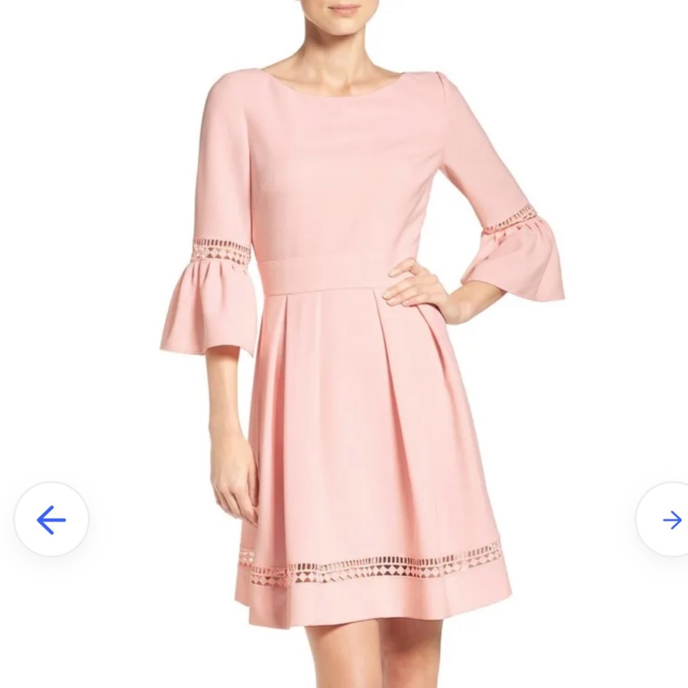 Eliza J - Bell Sleeve Lace Inset Fit and Flare Dress